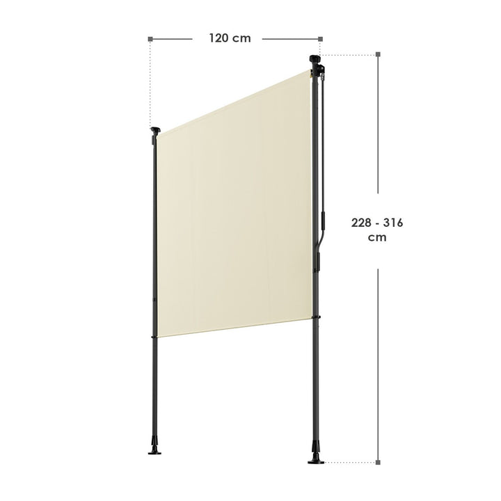 Juskys Verticaal Balkonscherm 120x310 cm - Beige – Waterafstotende en in hoogte verstelbare zon- en privacybescherming