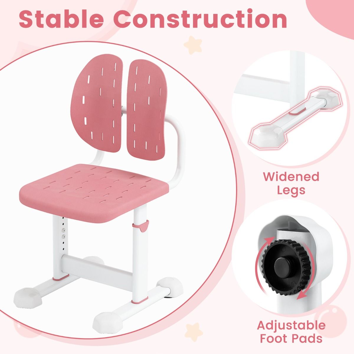 Coast Verstelbare Kinderstoel - Dubbele rugsteun - Ergonomisch - Roze