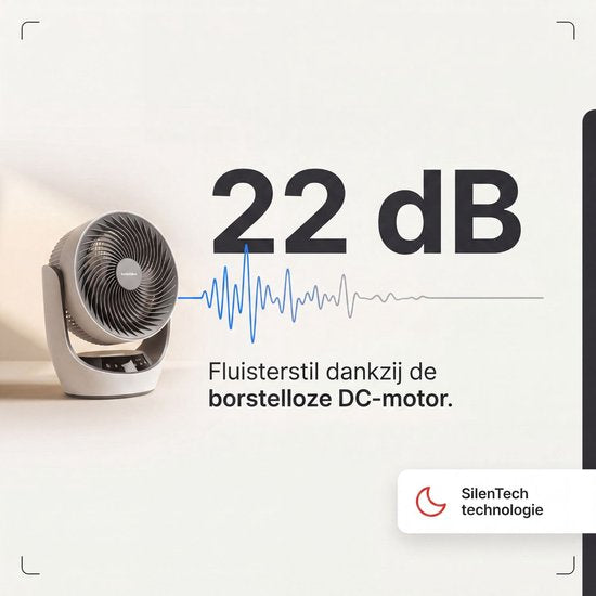 SwitchBot 22dB Draadloze Tafelventilator - Fluisterstille Oplaadbare USB Ventilator met App en Afstandsbediening - Stille Bureau Luchtcirculatie - 4 Standen & Timer - Wit