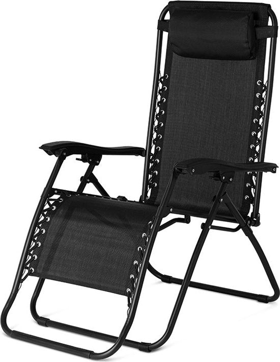 909 Outdoor - Ligstoel - met Hoofdkussen - Verstelbare Rug- en Voetleuning - Staal - 92 x 65 x 114 cm - Inklapbaar - Maximaal Draaggewicht: 120 kg