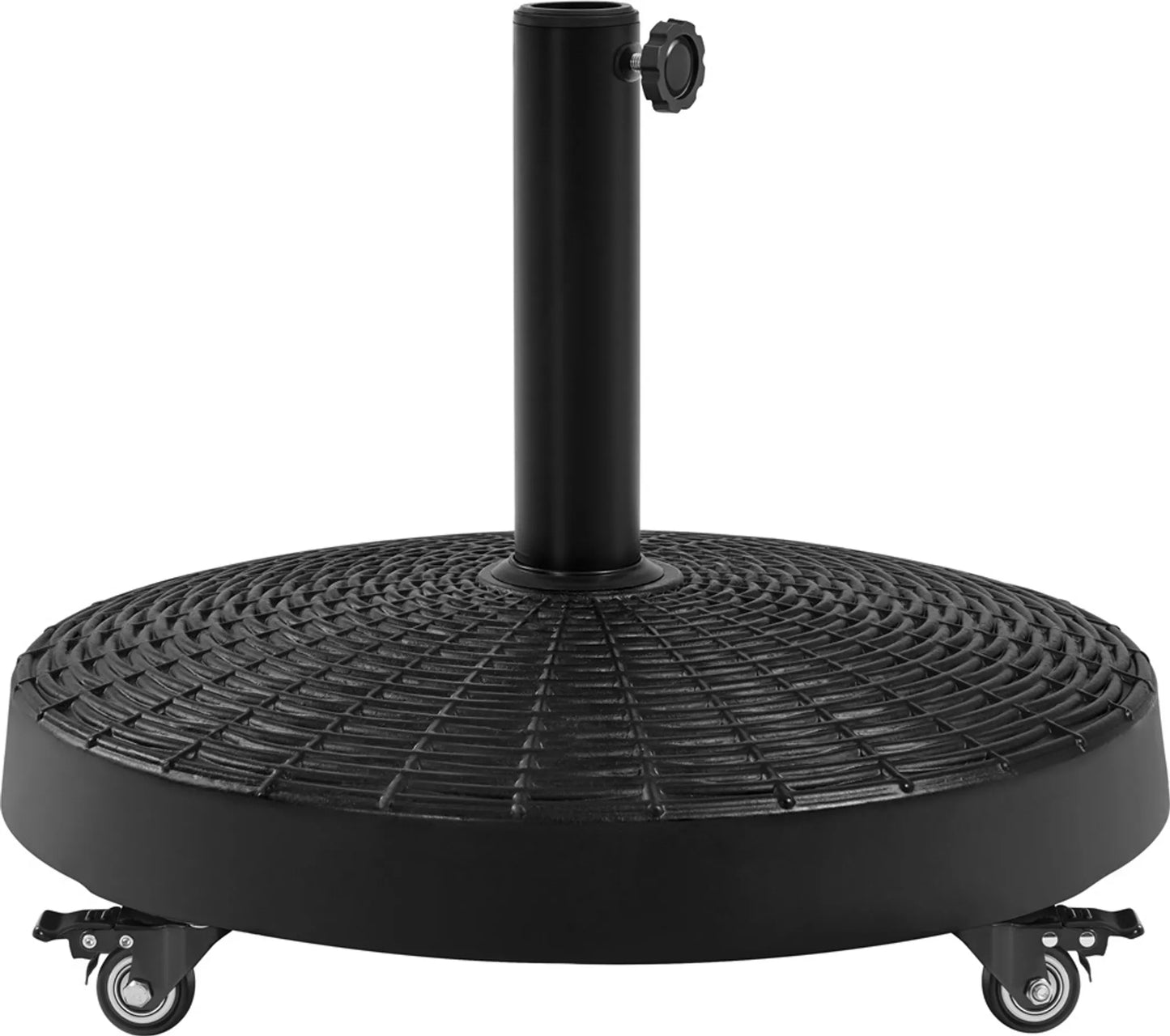 Yaheetech Parasolvoet Op Wielen 24 kg – Voorzien Van 4 Zwenkwielen Met Rem En Twee Adapters Voor Ø 38 mm En Ø 48 mm – Voor Terras En Tuin – Zwart Kunsthars En Metaal – 52 x 52 x 42 cm