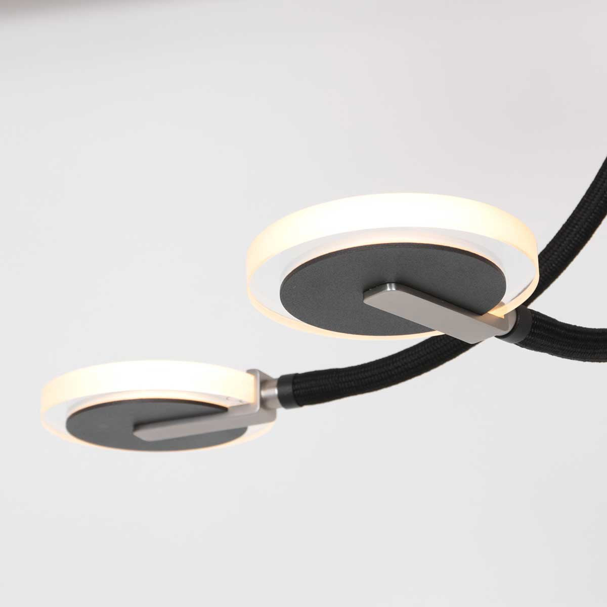 Plafondlamp Turound 3375ZW – Zwarte design lamp met glas, 91,5 cm, draaibaar en kantelbaar, Steinhauer, LED, dimbaar, 5000 lumen