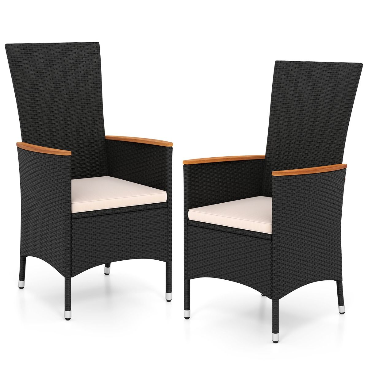 Coast Tuinstoelenset - hoge rugleuning - afneembare kussens - set van 2 - zwart