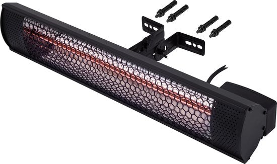 VONROC Terrasverwarmer – Waterdicht & Lowglare – 2000 W – 57 x 11 x 11,4 cm – Zwart