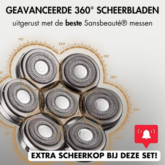 Scheerapparaat Mannen – Trimmer - Tondeuse - Sansbeauté® Skull Sharp PRO - Electric Face & Head Shaver - Hoofd Kaal Scheren – Nat & Droog - Draadloos Opladen - Elektrisch