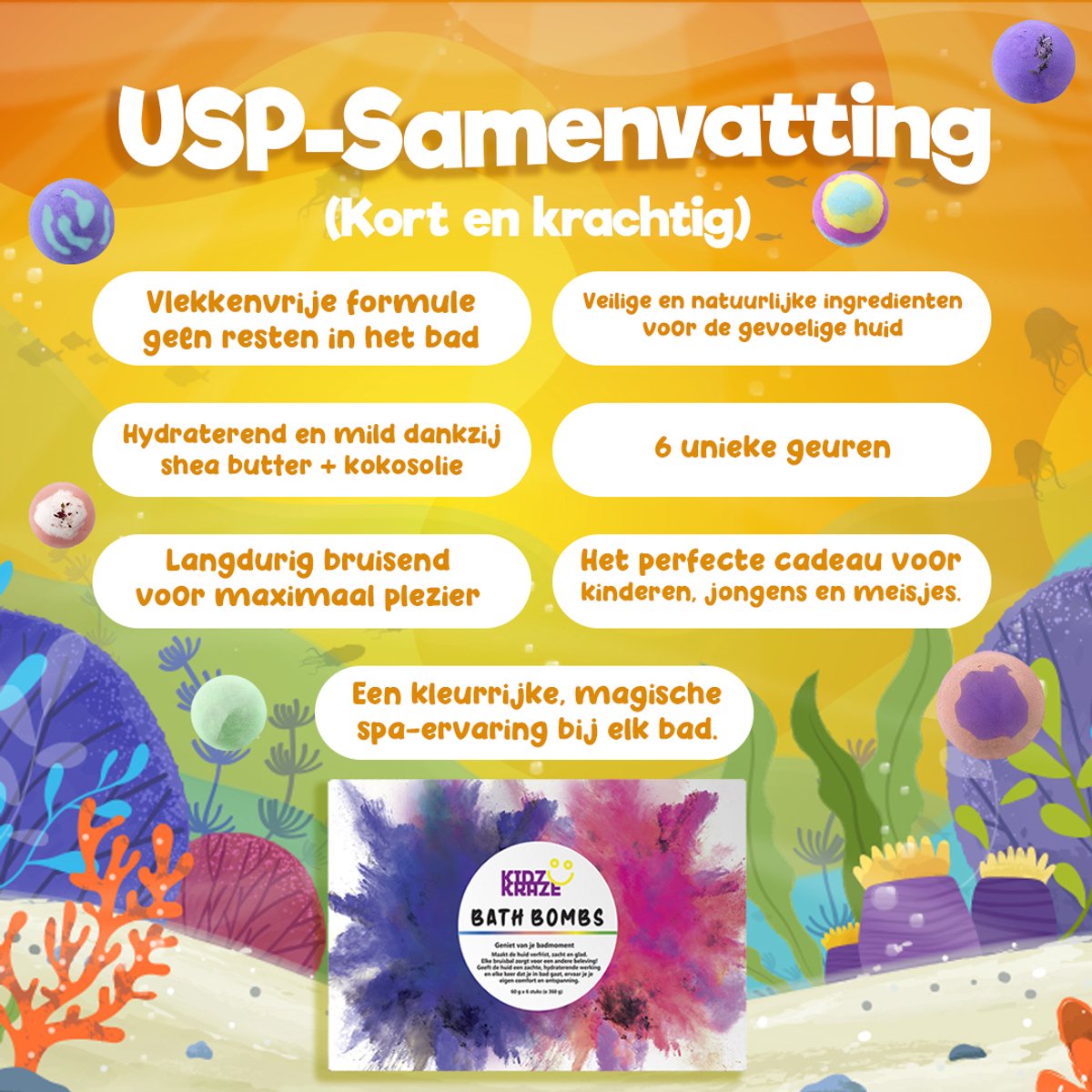 Kidzkraze Bruisballen 6 stuks - Bath Bombs voor Kinderen