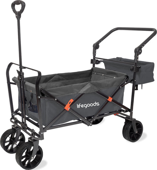 LifeGoods Bolderkar - Opvouwbaar - Tot 120KG - 90L - Wasbaar Polyester - 120x80cm - Grijs
