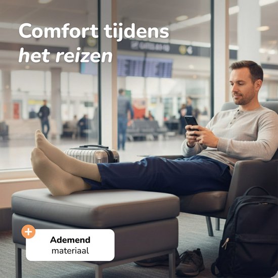 Alyze Compressie kousen - 2 paar - Maat 38-40 - Hoog - 20-30 mmHg - Sokken voor mannen & vrouwen - Medische - Neuropathie - Steunkousen - Diabetes - Doorbloeding, Hardlopen, Vliegtuig, Bed - Nude