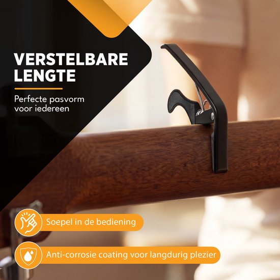 Finesse Universele Capo met Plectrums - Gitaar - Akoestisch - Elektrische - Ukelele - Zwart