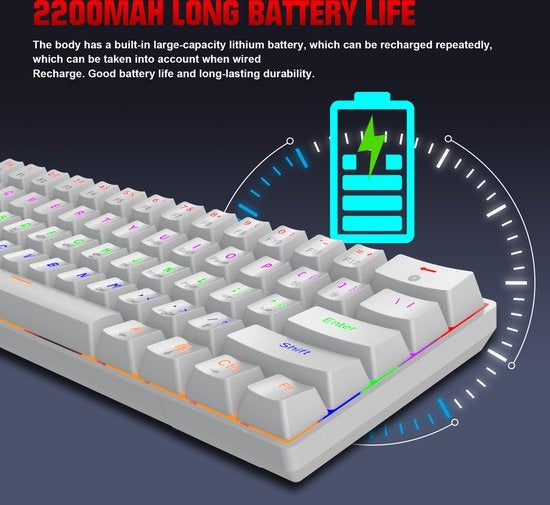 Fuegobird V600 Bedraad Gaming Toetsenborden - Membraan Toetsenbord - RGB Verlichting - 96 keys - Grijs wit