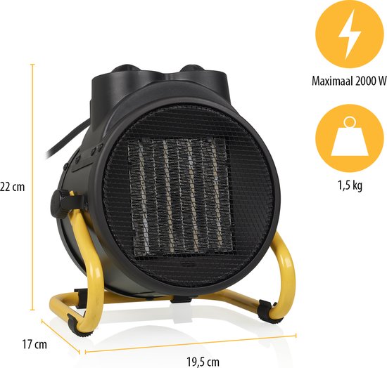 Tristar KA-5060 Industriële Kachel - 1000 W - 2000 W - 3 Standen - Regelbare Thermostaat - Oververhittingsbeveiliging - Zwart