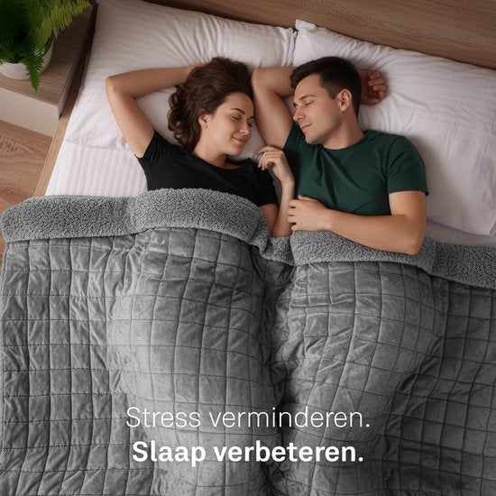 CozySense® Verzwaringsdeken 10 kg - 2-persoons - Weighted Blanket - Zwaartedeken - GLASS-Flow® Drukverdeling - Verzwaarde Deken - Flanelfluweel & Sherpa - Grijs