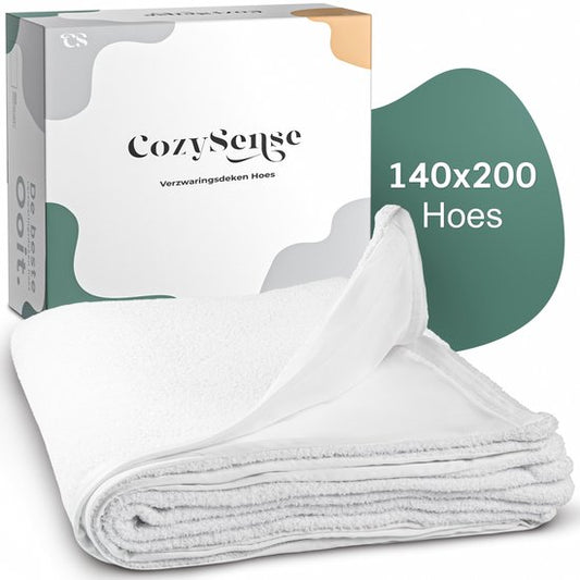 CozySense® Verzwaringsdeken Hoes 140x200 - Dubbelzijdig Materiaal - Voor Elk Seizoen - 360° Rits Technologie - Hypoallergeen & OEKO-TEX® - Wit