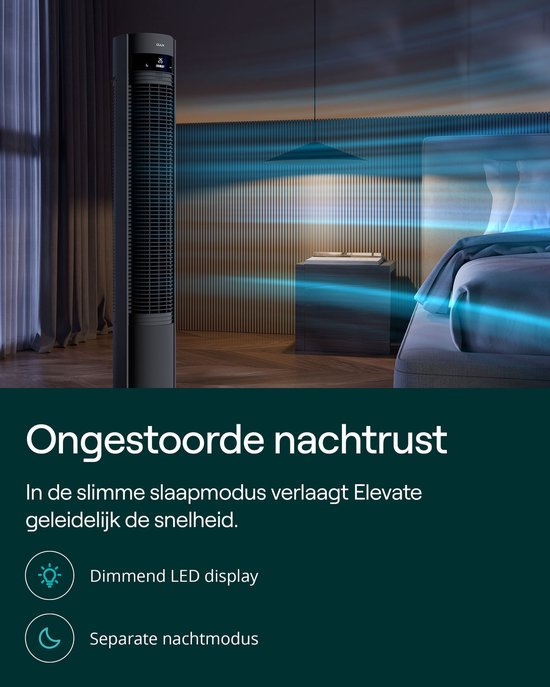 Duux Elevate – Stille Torenventilator met Ionisator – 26 Snelheden & Slaapmodus - Grijs