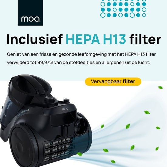 MOA Krachtige stofzuiger zonder zak - 23 kPa - Zwart - 900W - VC85B