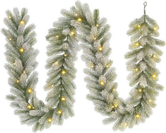 Black Box Trees Nigata Guirlande met Warm Witte LED Verlichting - L270 cm - Groen Frosted