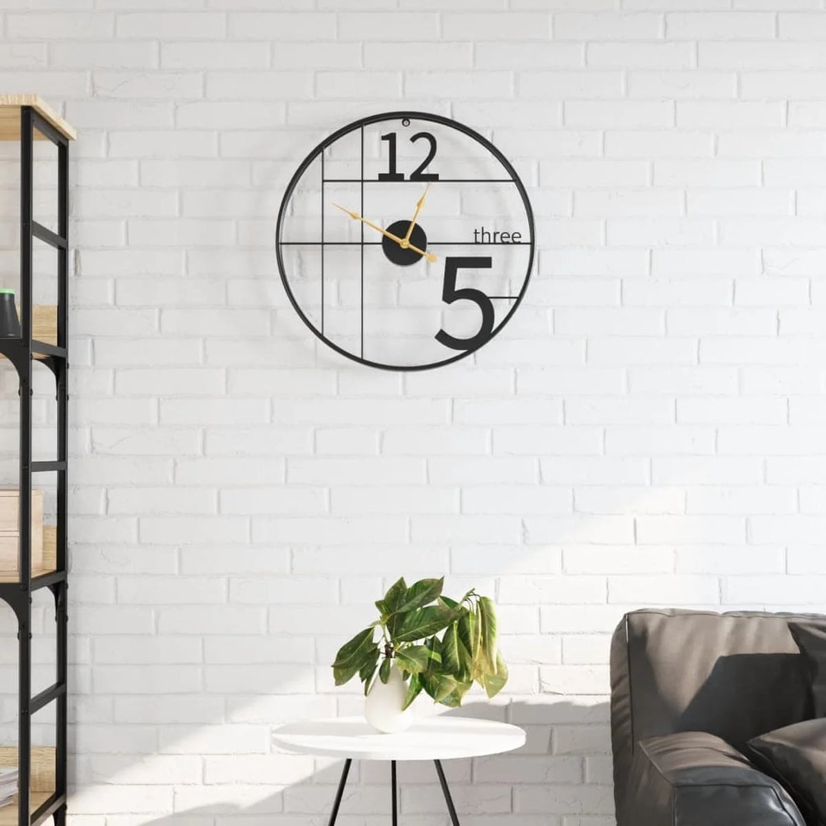 VidaXL Wandklok Ø 50 cm - Stil Uurwerk zonder Tikken - Rustieke Wijzerplaat met Nerf - IJzer Zwart