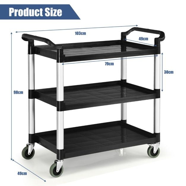 Coast Serveerwagen - 3-Laags - Trolley - Max. 150 kg - Zwart
