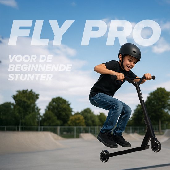 LifeGoods Stuntstep Fly Pro - 6+ Jaar - Step voor Kinderen - Jongens/Meisjes - 100mm - 100KG - Zwart