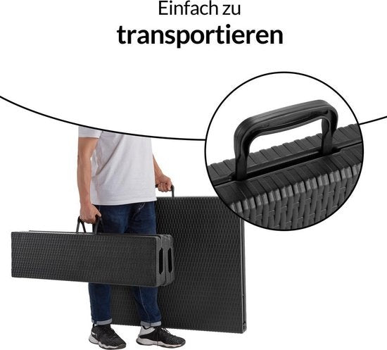 Casaria Picknickset – 2 Banken 1 Tafel Kunststof Metaal - Zwart
