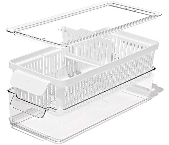 OXO Good Grips Vershoudbox Lang 37,6x15 cm – Transparant/Wit – Kunststof