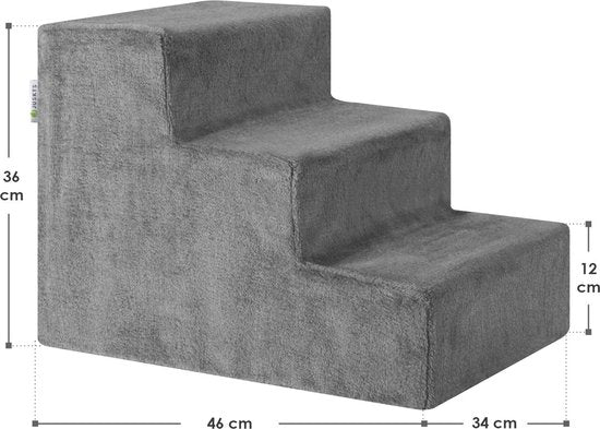 Juskys Huisdierentrap - Hout - Max. 50 kg - Grijs - 46 x 36 x 34 cm