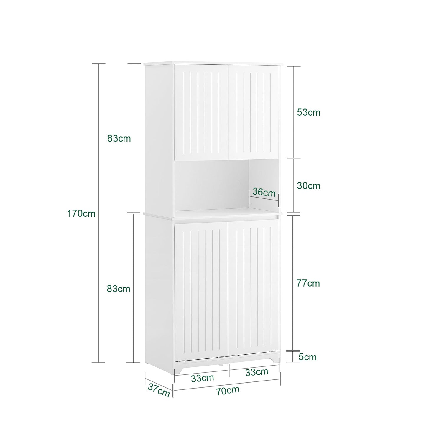SoBuy BZR150-W Hoge Badkamerkast met Waszak - Wit - 70x37x170 cm