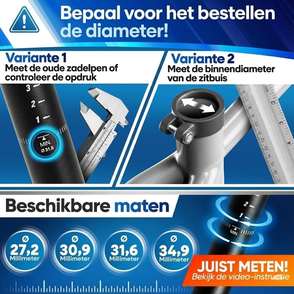Nextcover Verende Zadelpen - Comfort-Spring - Verstelbare Veerspanning - Voor E-bike en Fiets