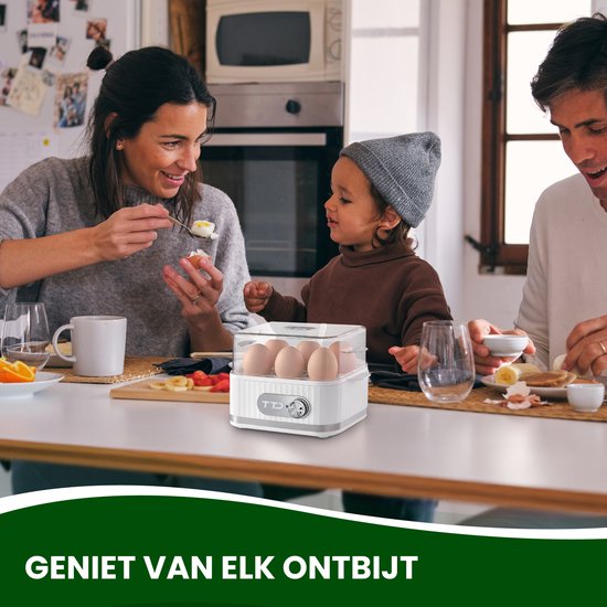 TTD® Smart Eierkoker Elektrisch met Timer - Geschikt voor 1 tot 6 Eieren - Hardgekookt, Zachtgekookt of Halfzacht - Eierwekker - Eierkoker Electrisch - Inclusief Eierprikker en Maatbeker