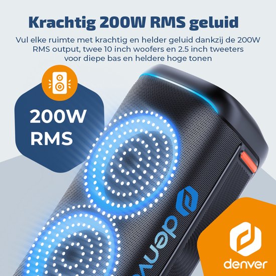 Denver Bluetooth Speaker Party Box - Discolichten - Partybox - Incl Microfoon - Luidspreker - BPS470