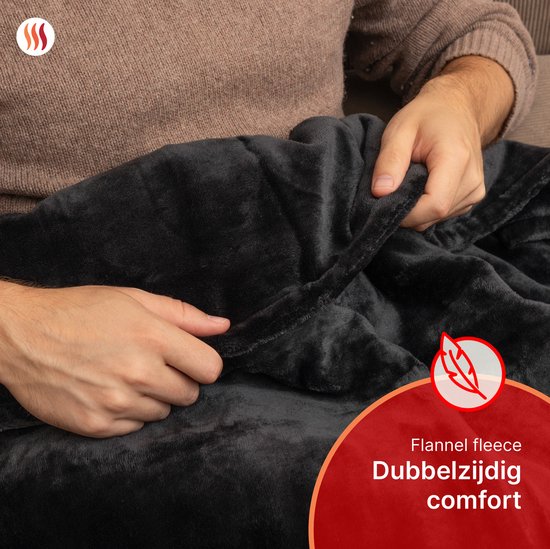 Seranova Elektrische Deken Light - 160x120 cm - 1 persoons Warmtedeken - Dubbelzijdig Fleece - Knuffeldeken - Grijs