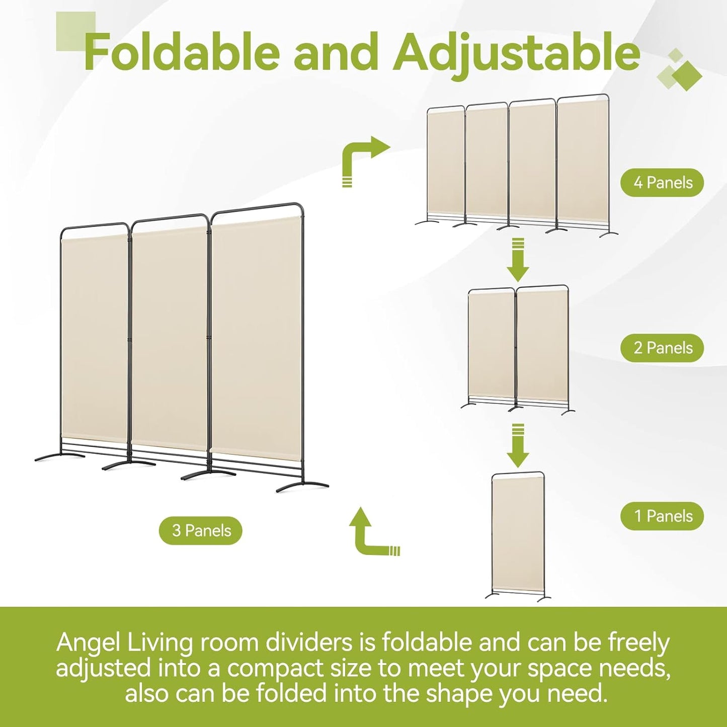 Angel Living Kamerscherm - 3 Panelen - 243 x 180 cm - Beige