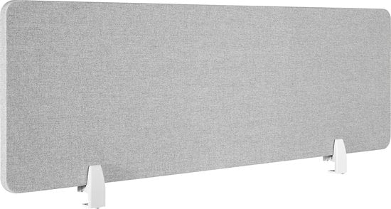 tectake® Bureauscherm scheidingswand Noisy - Met geluidsabsorberende PET-kern - Inclusief 2 bevestigingsklemmen - Afmeting (LxB) 160 x 40 cm - Grijs