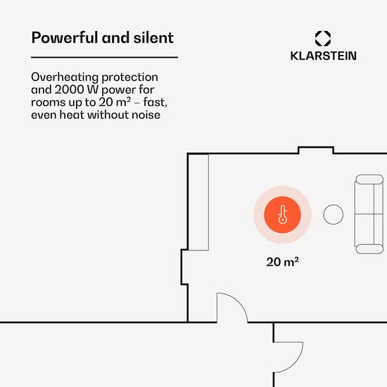 Klarstein energiezuinige, elektrische verwarming voor thuis, 2000 W slimme, vrijstaande, energiezuinige convectorkachel met thermostaat, slank draagbaar design, stille verwarming, opslagverwarming en wandgemonteerde paneelverwarming