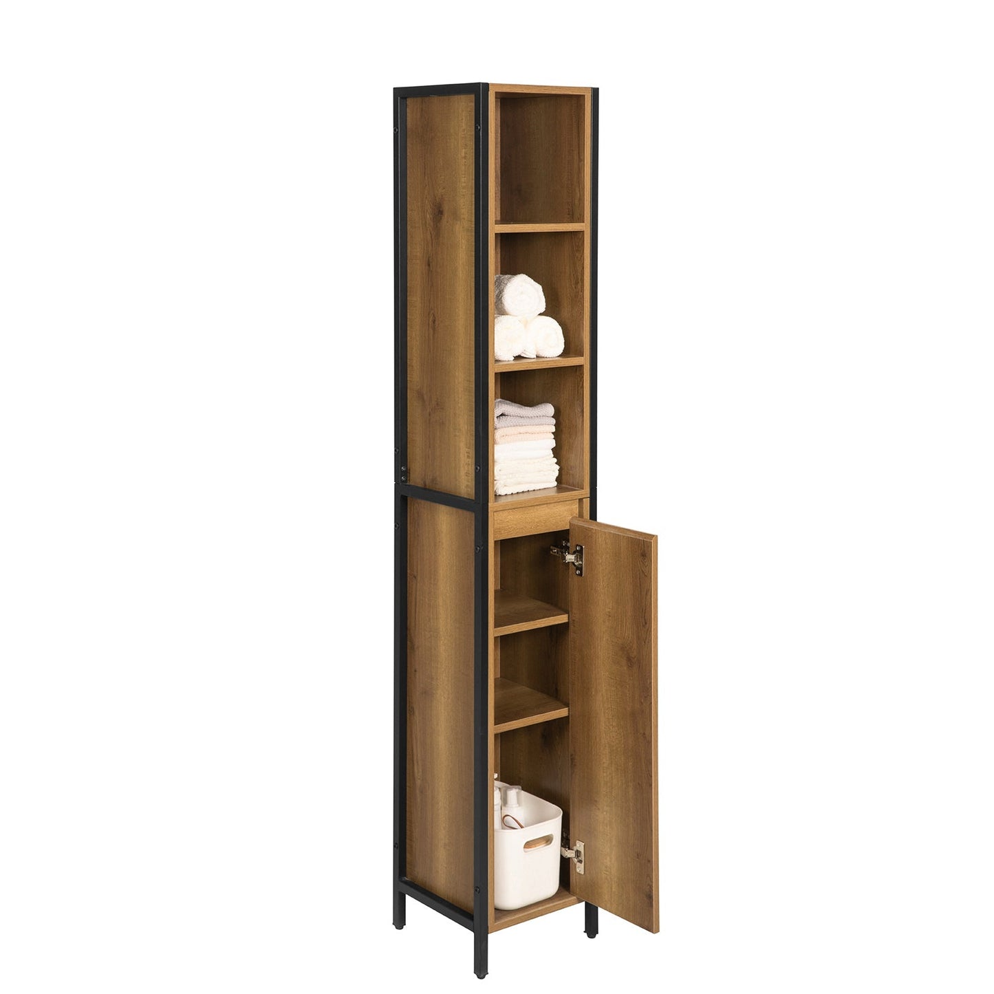 SoBuy Badkamer Kolomkast - 30 x 28 x 168 cm - Houtkleurig