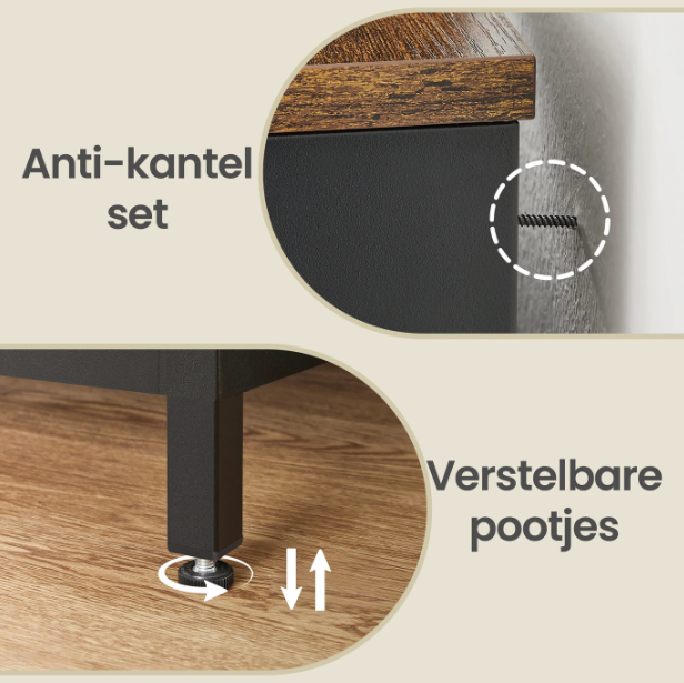 Joyfurnos Zwarte Opbergkast met Deur & Verstelbare Plank - 80 x 40 x 76 cm