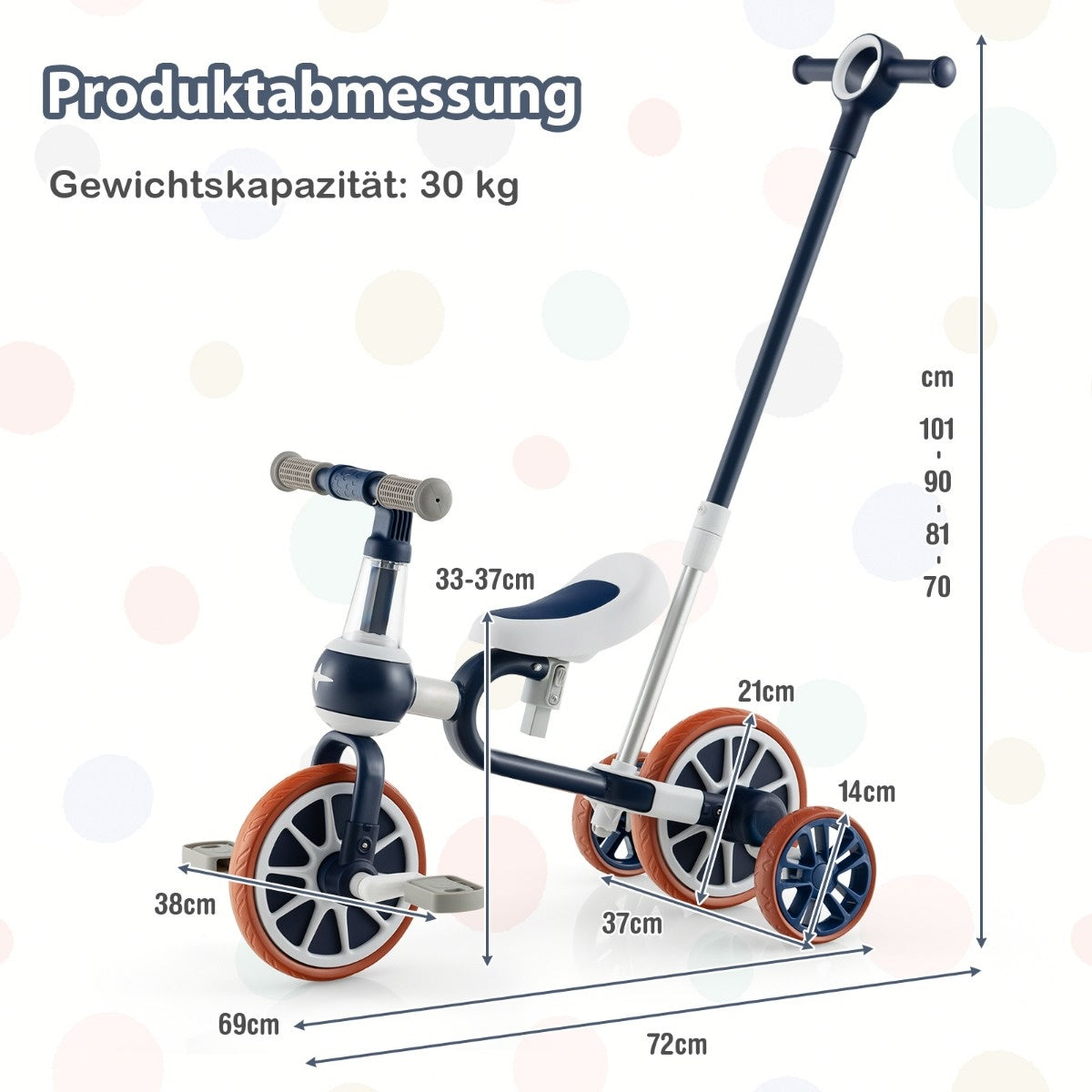 Coast Kinderrad 4-in-1 pre-shell wiel met ouderdia-hendel 37 x 72 x 101 cm Marine