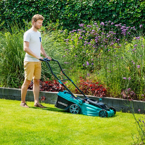 VONROC Accu Grasmaaier – 40V – 38 cm maaibreedte - Vier instelbare maaihoogtes: 35/45/55/65 mm - Incl. 45L Opvangbak - Excl. Accu’s en snellader