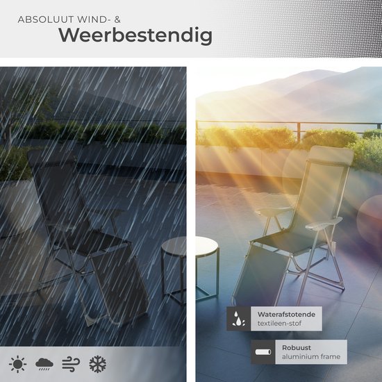 tectake® - Set van 2 klapstoelen - Aluminium tuinstoelen - Inklapbaar met hoofdsteun en voetensteun - Ligstoelen voor in de tuin, terras of balkon - Campingstoel - Antraciet