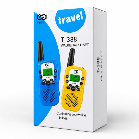 Infinity Goods Walkie Talkie - Voor Kinderen En Volwassenen - 2 Stuks - Incl. Batterijen - 3KM Bereik - Blauw & Geel