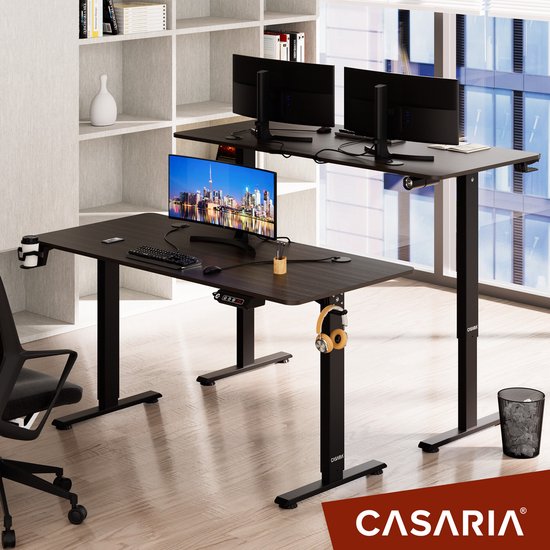 Casaria Zit Sta Bureau – Hoogte Verstelbaar Elektrisch - 140x60cm Bruin