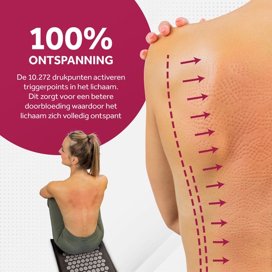 Northwall Spijkermat met Kussen & Draagtas - Acupressuur mat met Spijkerkussen - Spijkerbed - Acupunctuur - Meditatie - Shakti Massage - Zwart