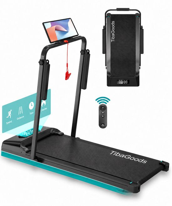 TibaGoods Loopband Inklapbaar - 1 t/m 8 km/u - Hardloopband - Walking pad - Hometrainer - Wandelband voor thuis - Treadmill - Sport - Hardlopen - 130kg