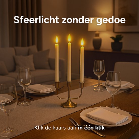 LED Kaarsen met bewegende vlam - 6 Kaarsen - incl. afstandbediening - Oplaadbare Nep kaarsen met flikkerende vlam - 300+ branduren - Luft