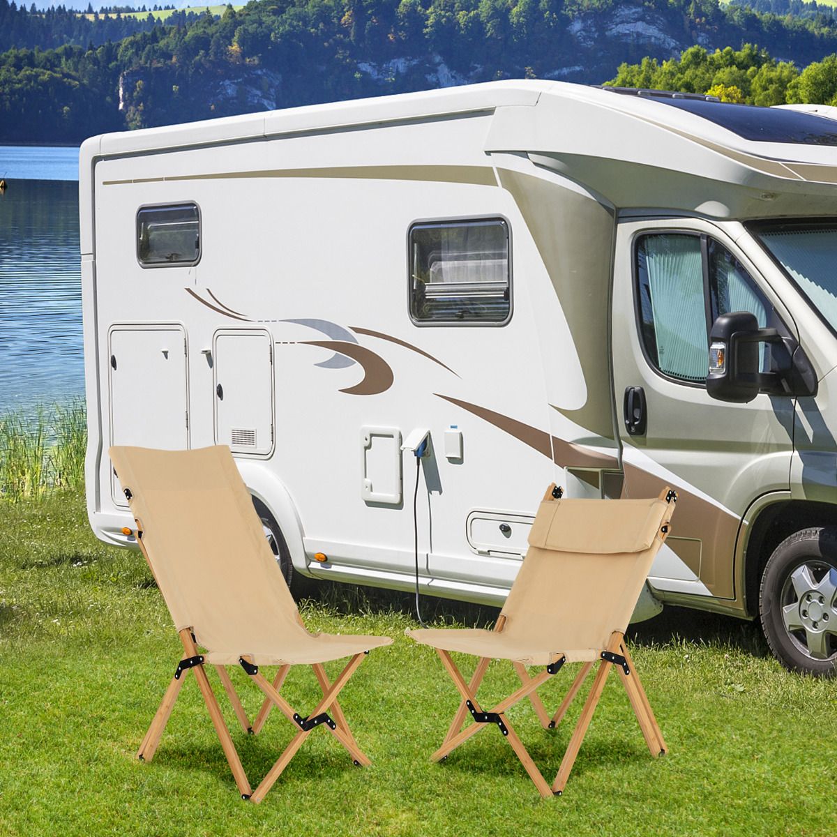 Coast Opvouwbare Campingstoel - Bamboe - Verstelbare rugleuning - Inclusief draagtas - Natuurlijk