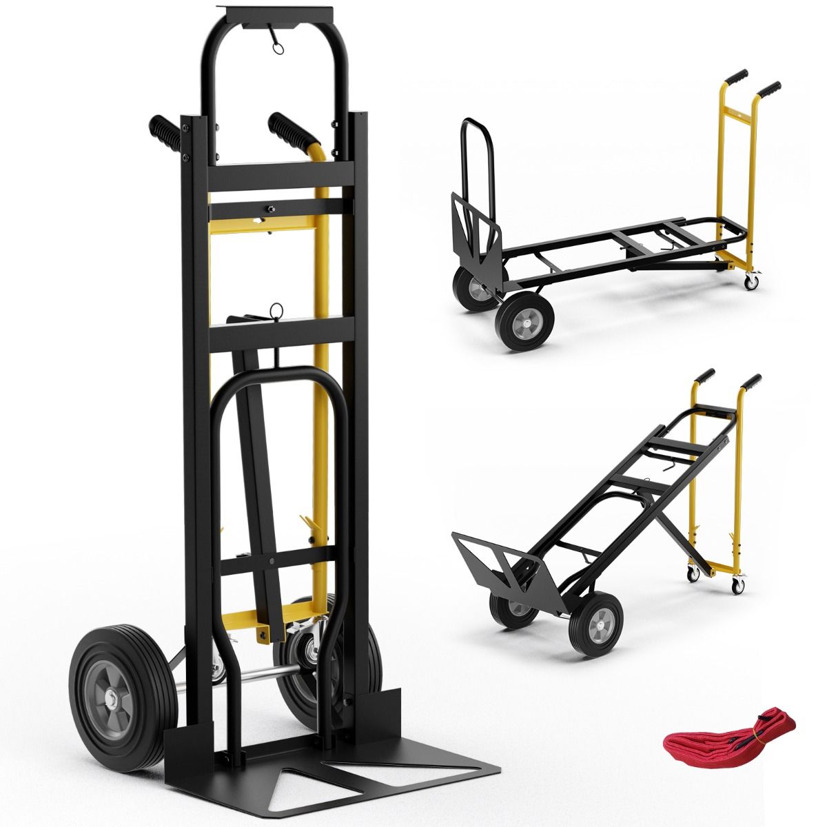 Coast Opvouwbare Transportwagen - 3-in-1 steekwagen - 4 rubberen wielen - 450 kg draagvermogen - zwart/geel