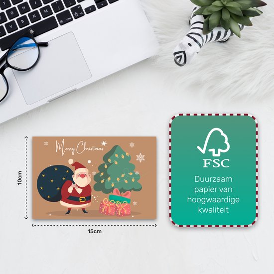 Giftmas Kerstkaarten - Wenskaarten - 36 Stuks - Met Enveloppen en Stickers - 10x15cm