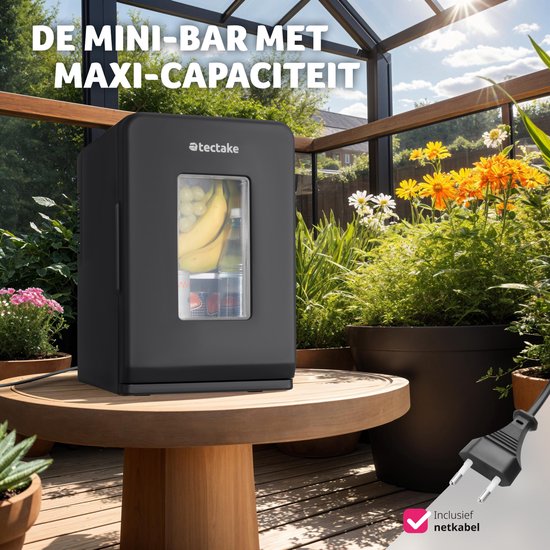 tectake® Mini-Autokoelkast - Draagbare minibar 14L - 2-in-1-functie: koelen en verwarmen - Ideale elektrische koeler voor dranken, medicijnen of make-up - Voor thuis of onderweg - ECO-modus