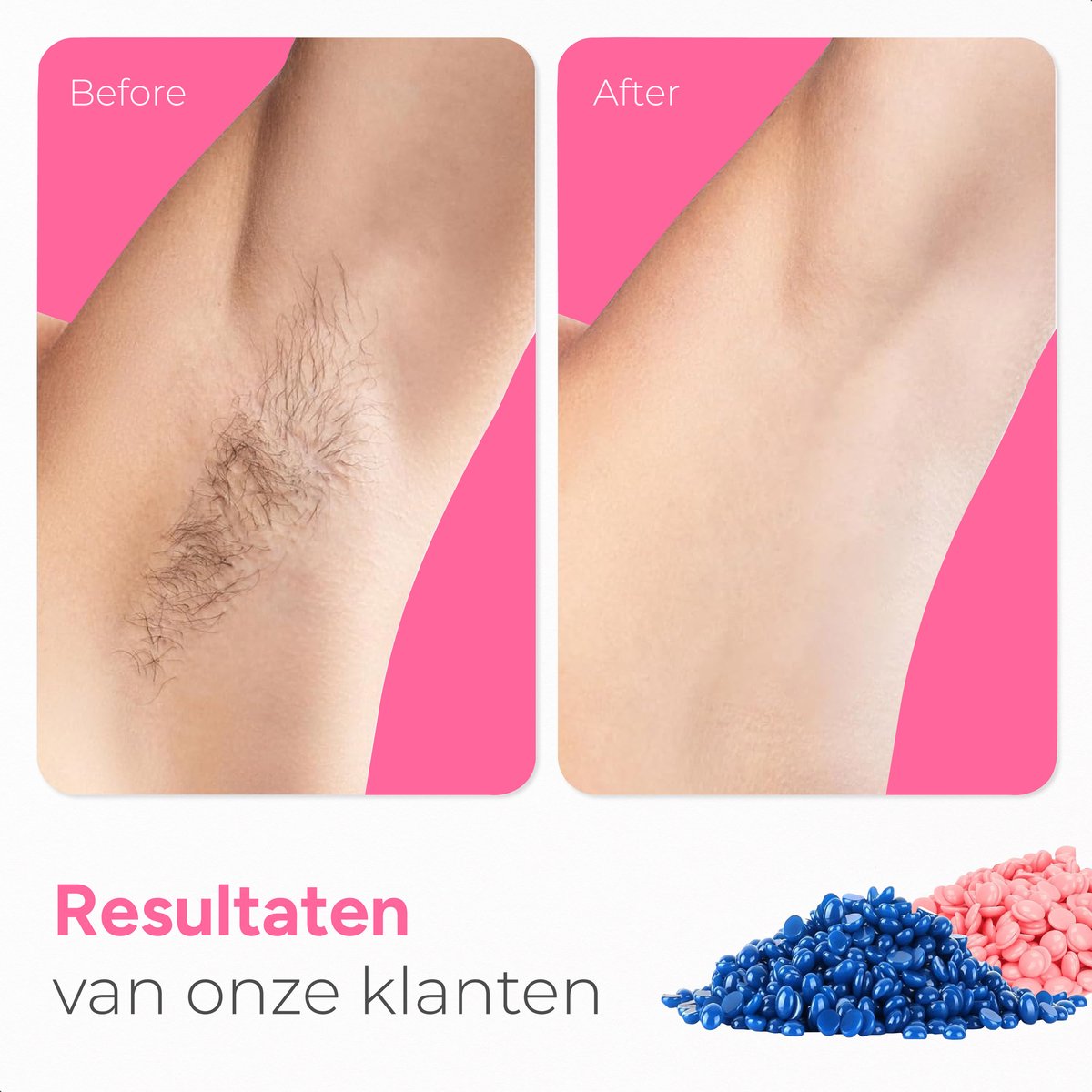 Soft & Silky Wax Beans 1 kg – Hard Wax Parels – Incl. 60 Spatels – Blauw of Roze – Voor Wax Apparaat