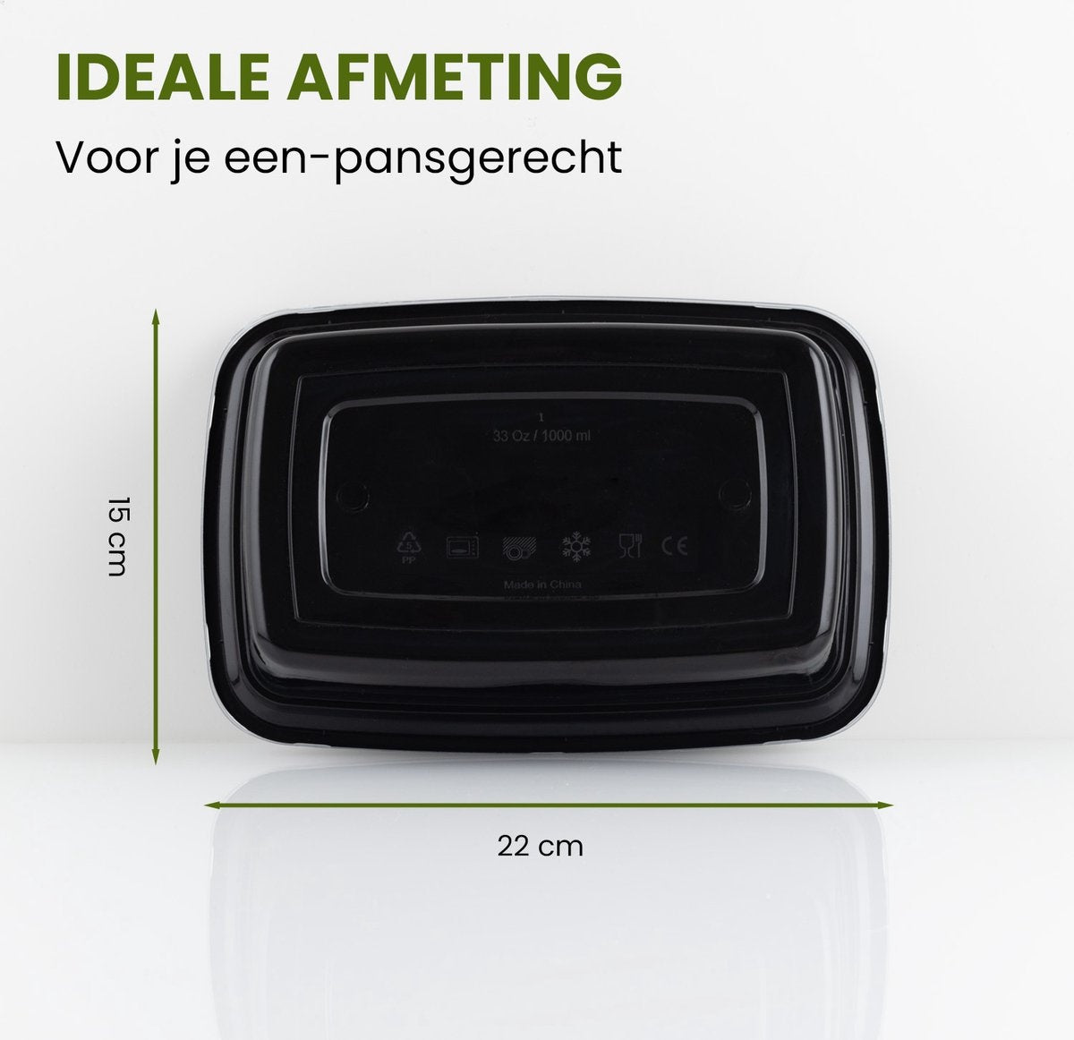Nimma Meal Prep Bakjes - 30 stuks - 1 Compartiment Vershoudbakjes - Plastic Bakjes met Deksel - 1L - Zwart